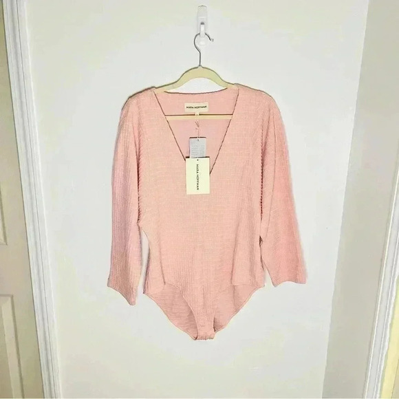 NWT Mara Hoffman Mariana Bodysuit Blush Pink Organic Cotton Eco Luxury Size XL - Picture 2 of 9